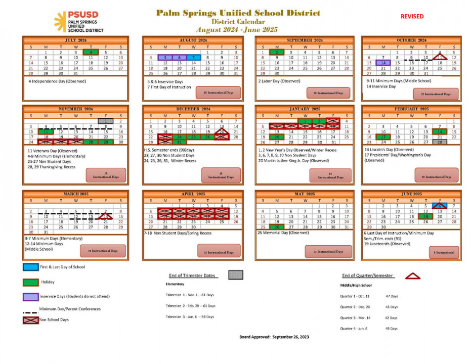 District Calendar - - CATHEDRAL CITY HIGH SCHOOL