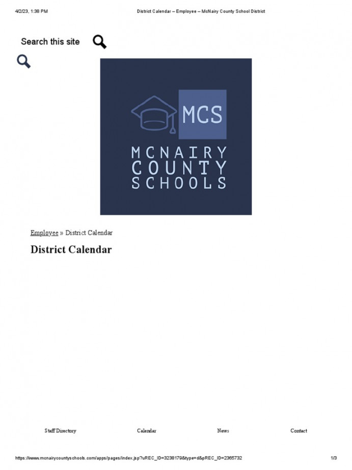 District Calendar - Employee - McNairy County School District  PDF