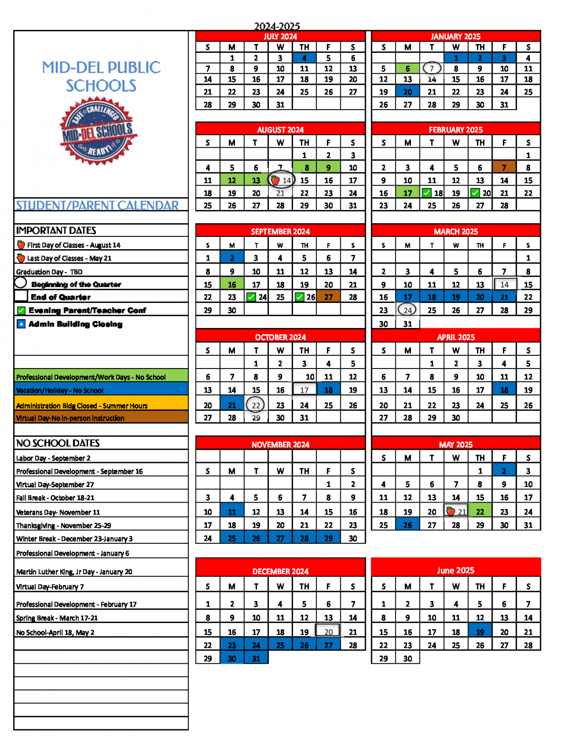 - District Calendar  Mid-Del School District