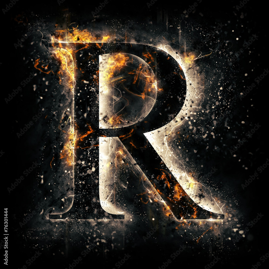 Fire alphabet. Letter R