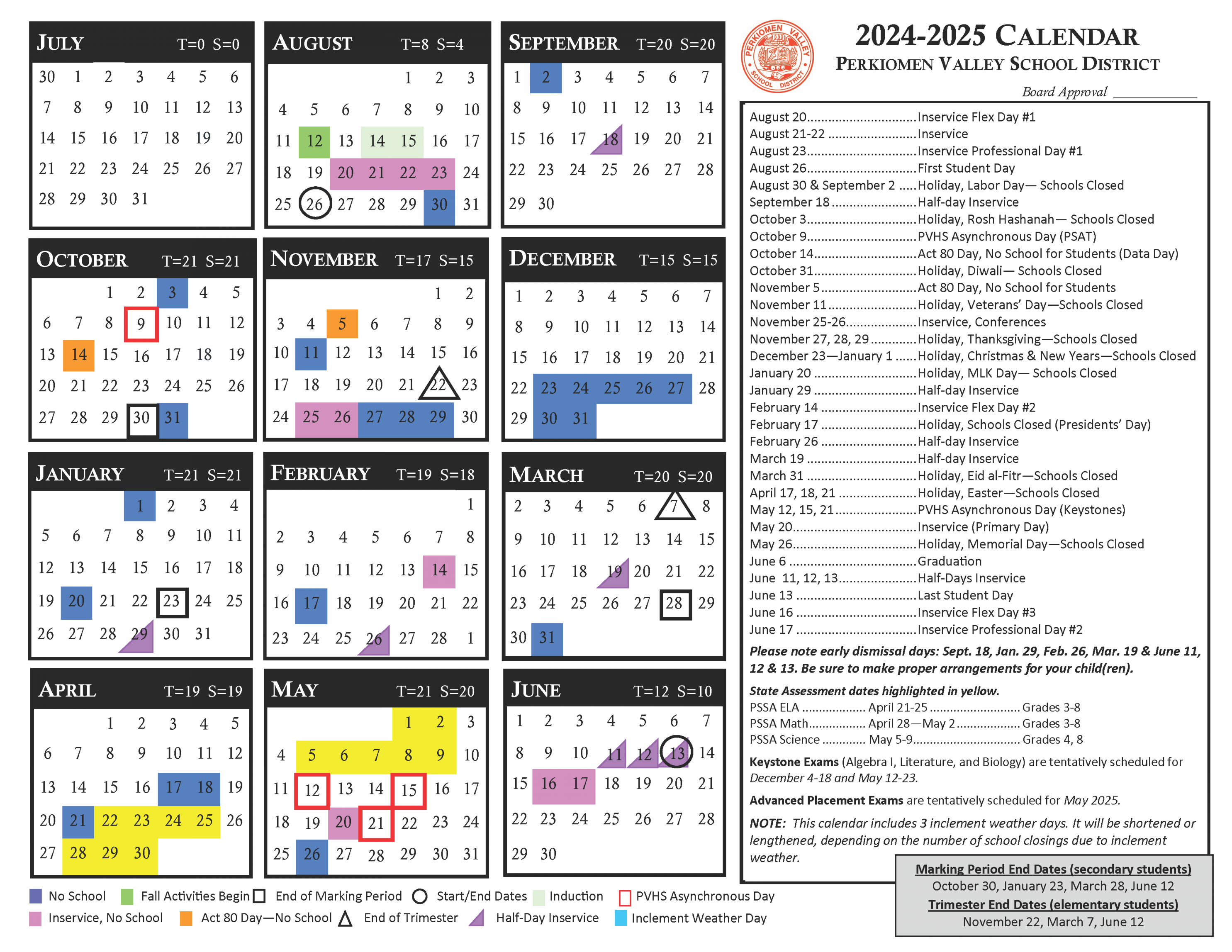 - Instructional Calendar Approved - Perkiomen Valley School