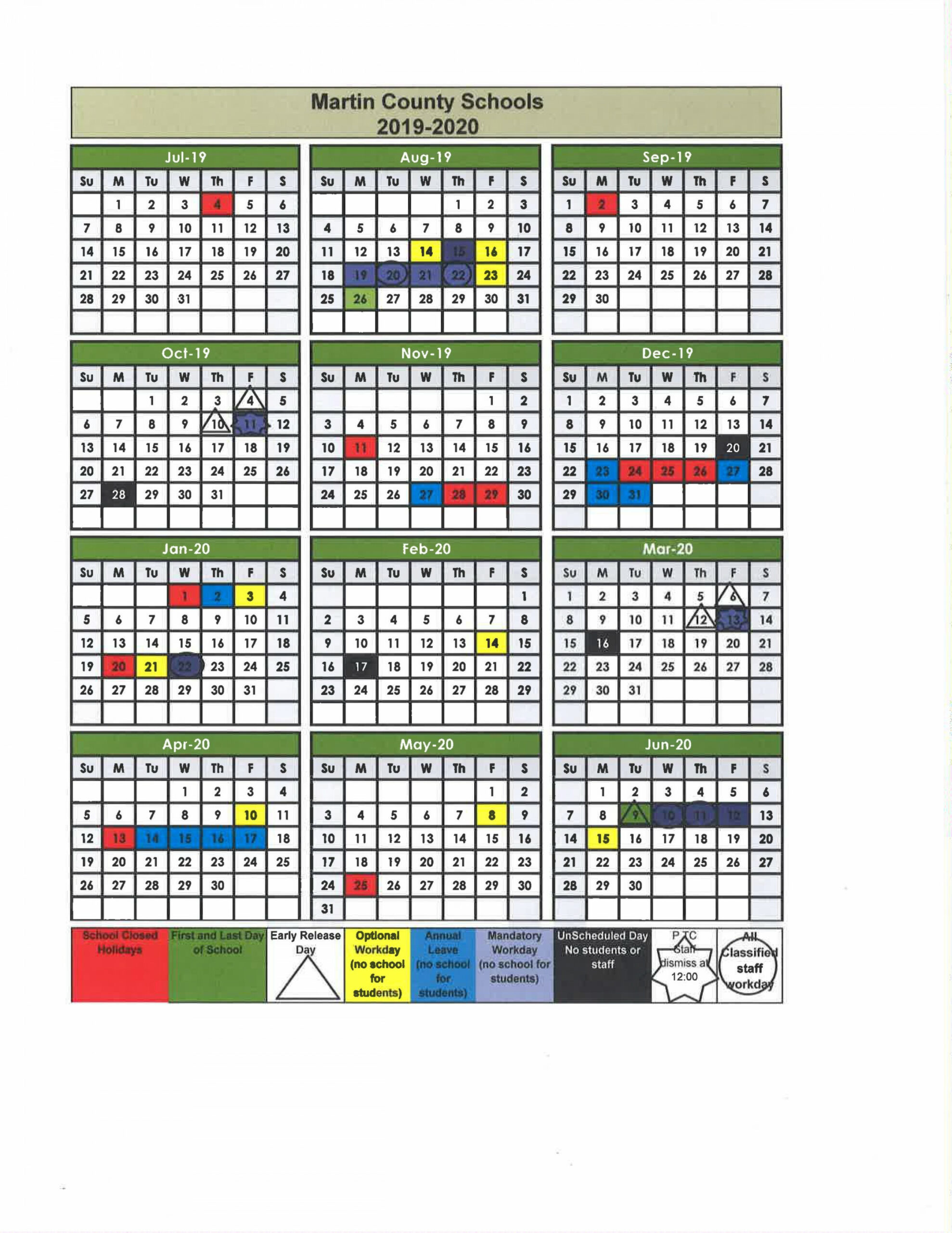 Martin County School District Calendar - New Ideas Calendar