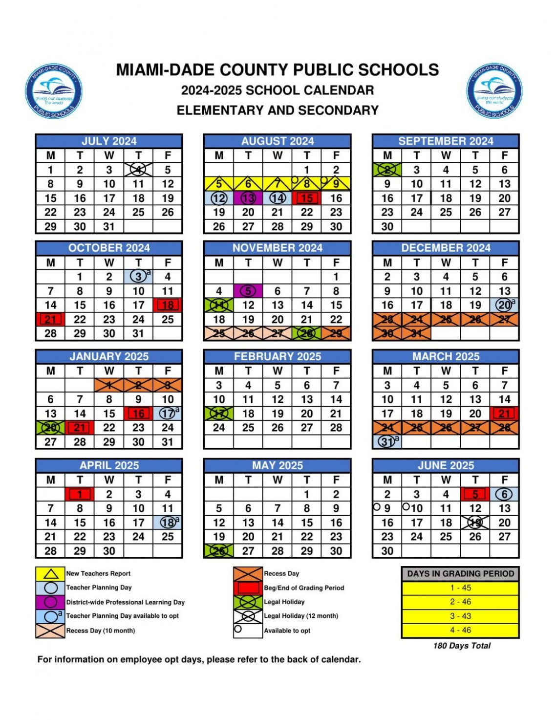 Miami-Dade County Public Schools  -  Calendar  Education