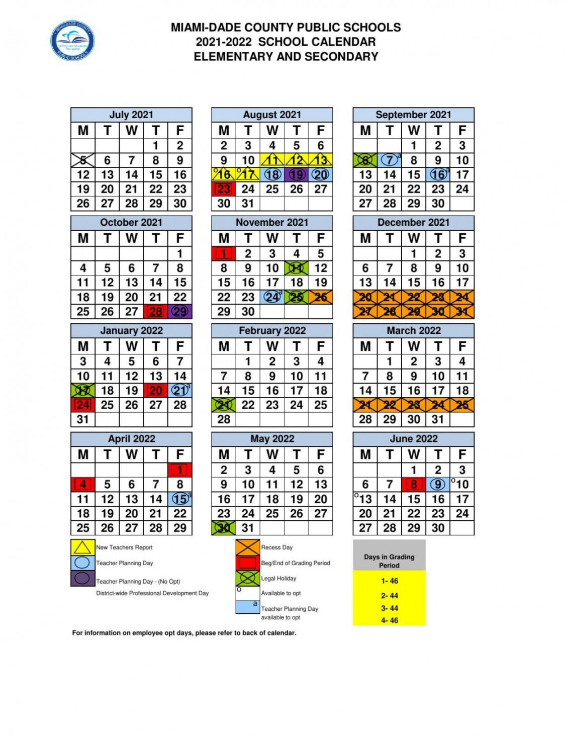 Miami-Dade County Public Schools - Calendar  Education