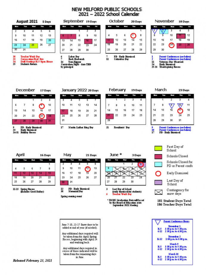 New Milford Public Schools  -  School Calendar: October