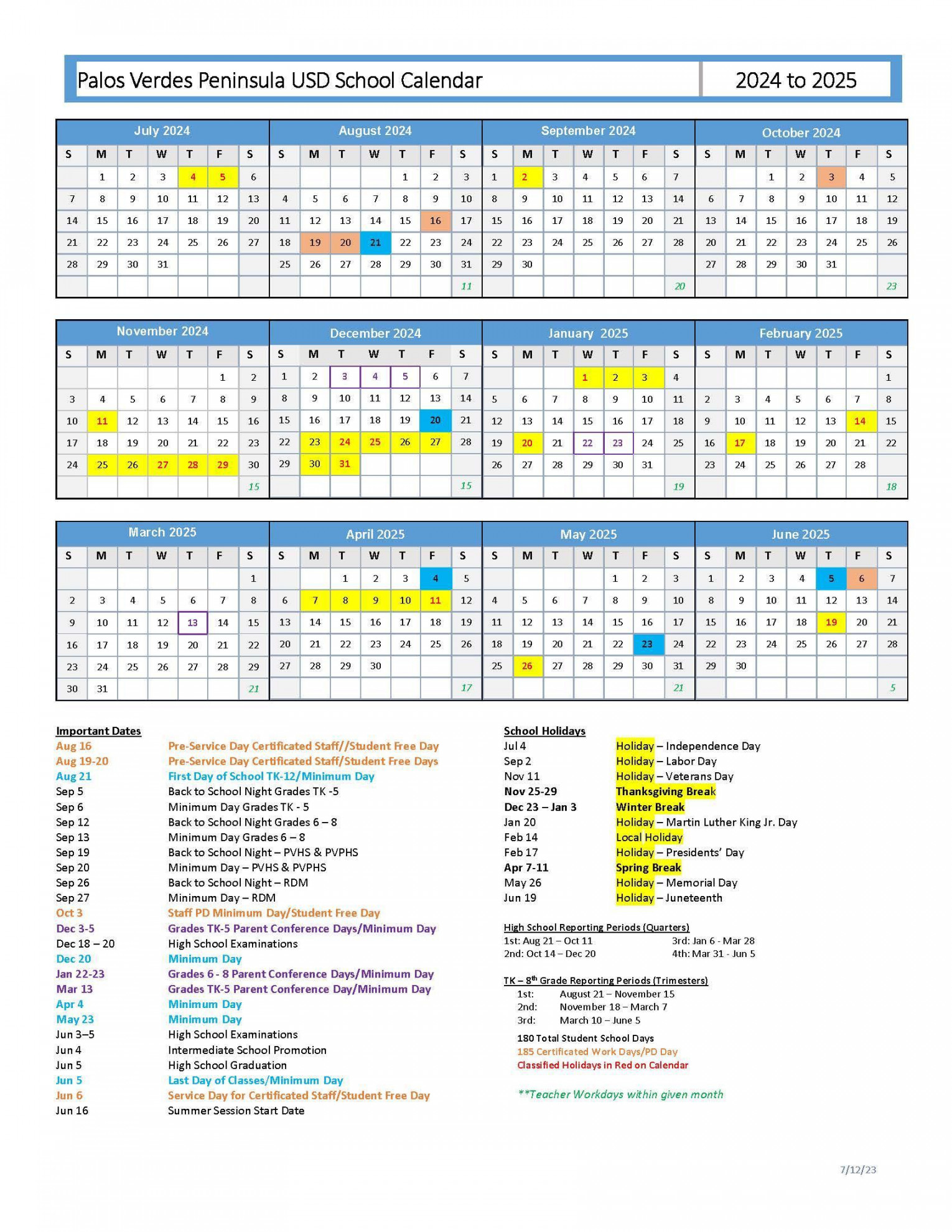 PVPUSD  -  SCHOOL CALENDAR – Parents – Montemalaga Elementary