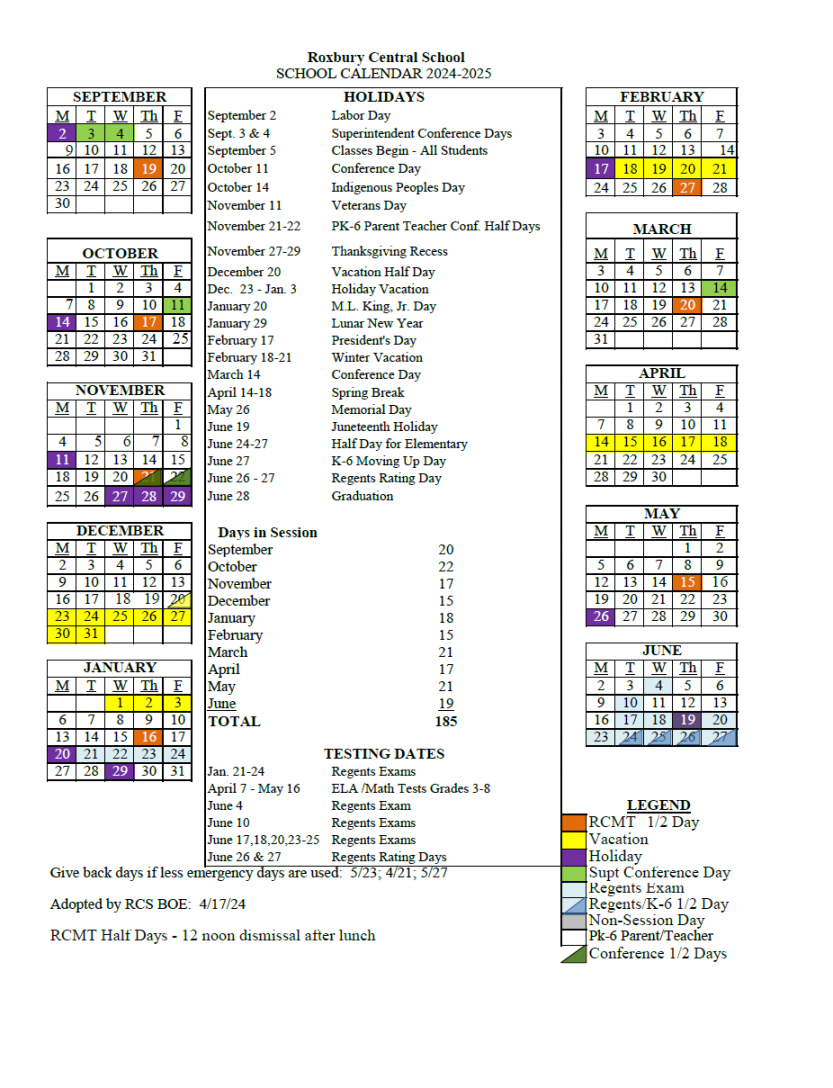 - RCS Calendar  Roxbury Central School