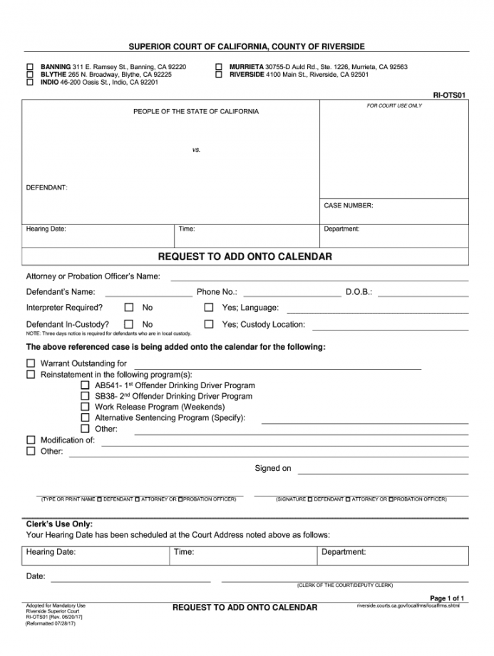 Request to add into calendar riverside court: Fill out & sign