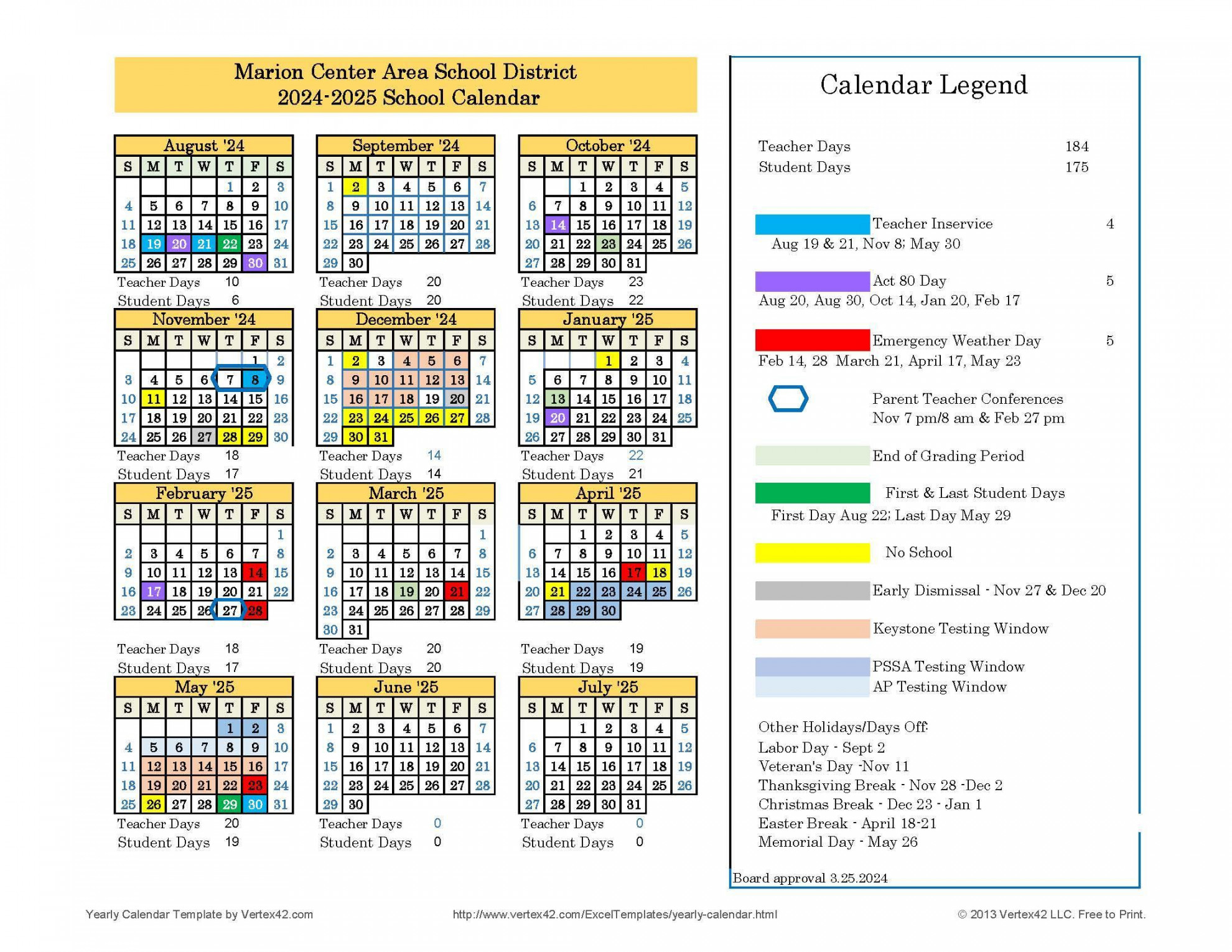 School Calendar - – About Us – Marion Center Area School