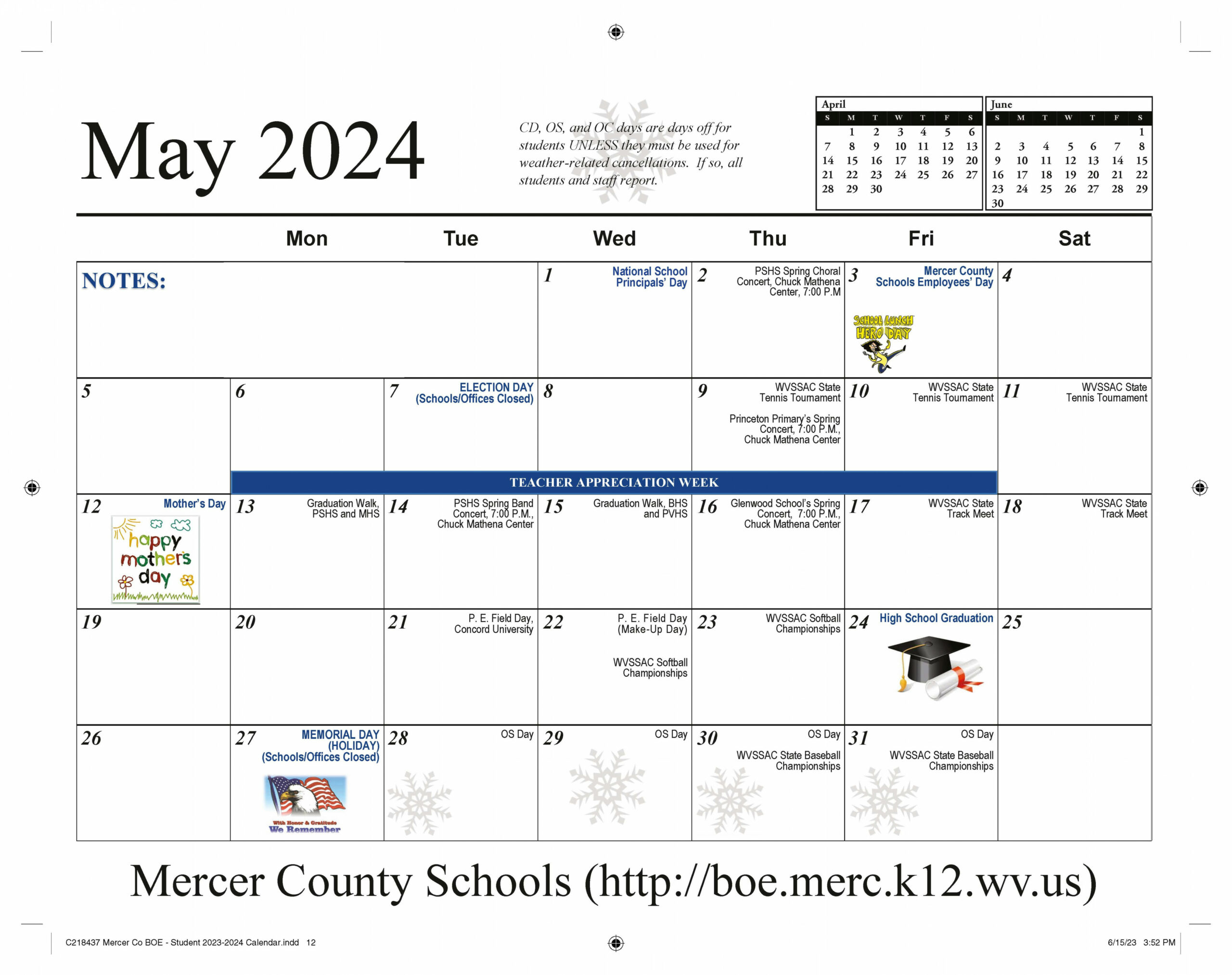 - Student Calendar  Mercer County Schools