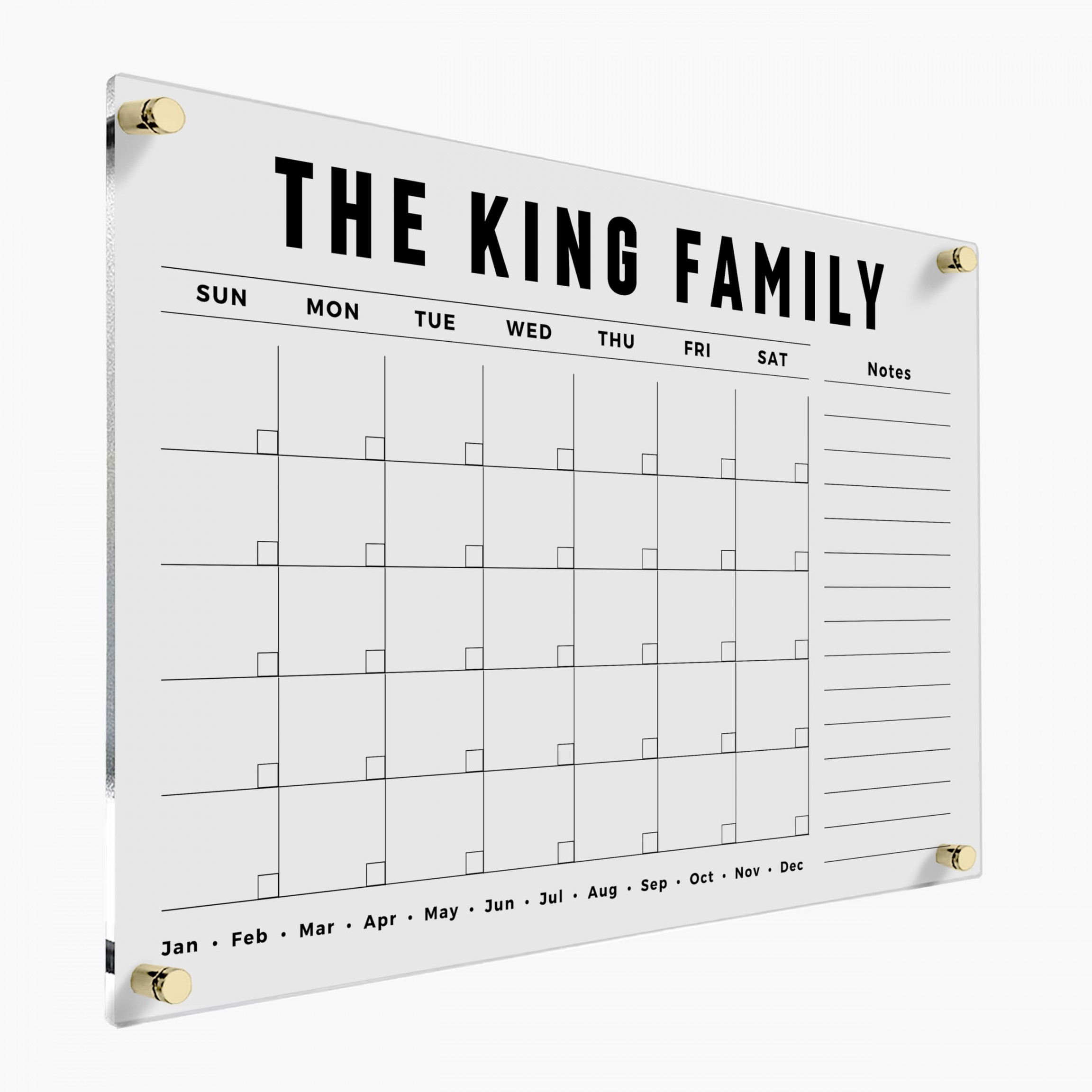 Acrylic Family Planner Large Personalized Calendar  Dry Erase Board  Command Center Monthly Calendar Monthly and Weekly Acrylic Reusable  Calendar