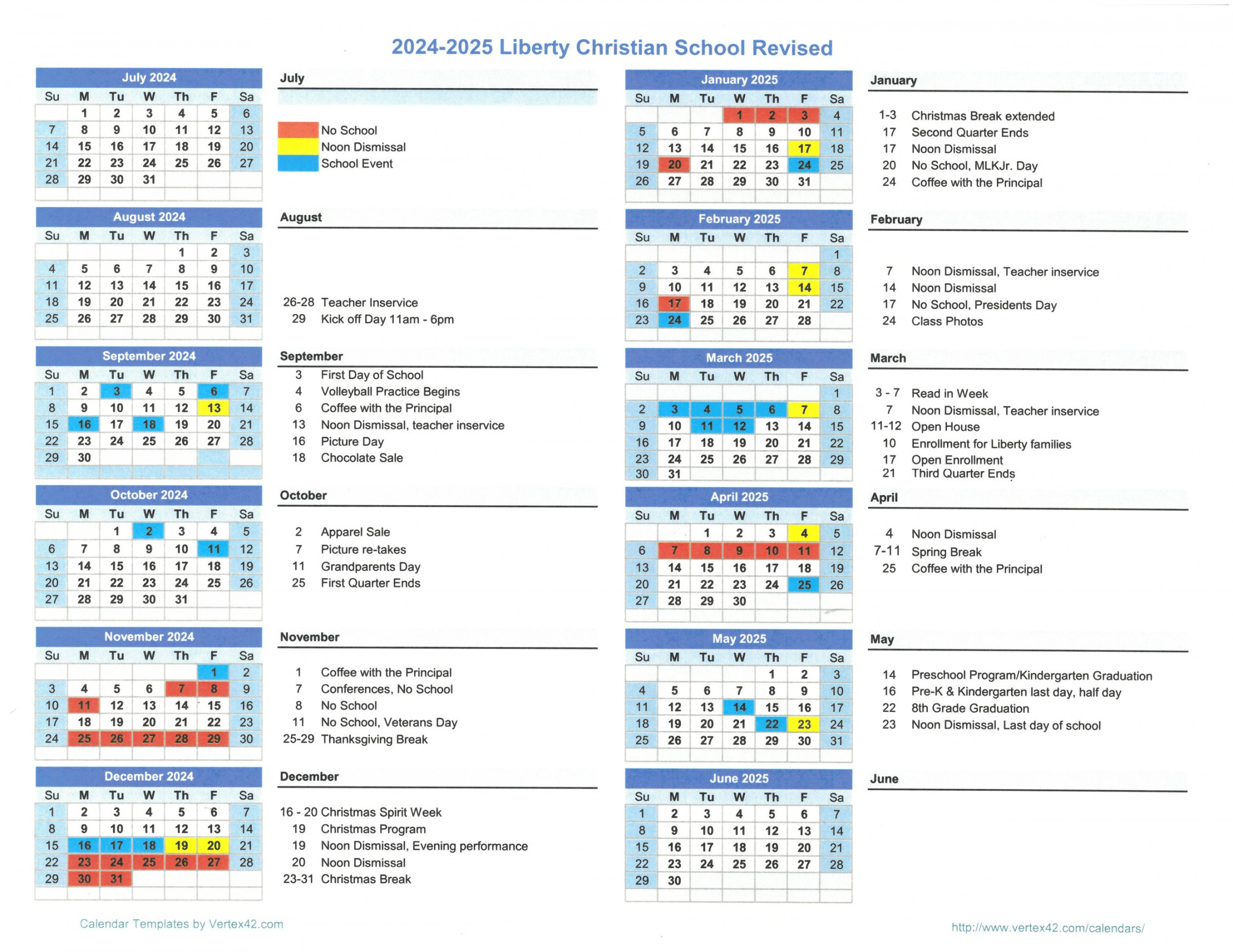 Calendar — Liberty Christian School