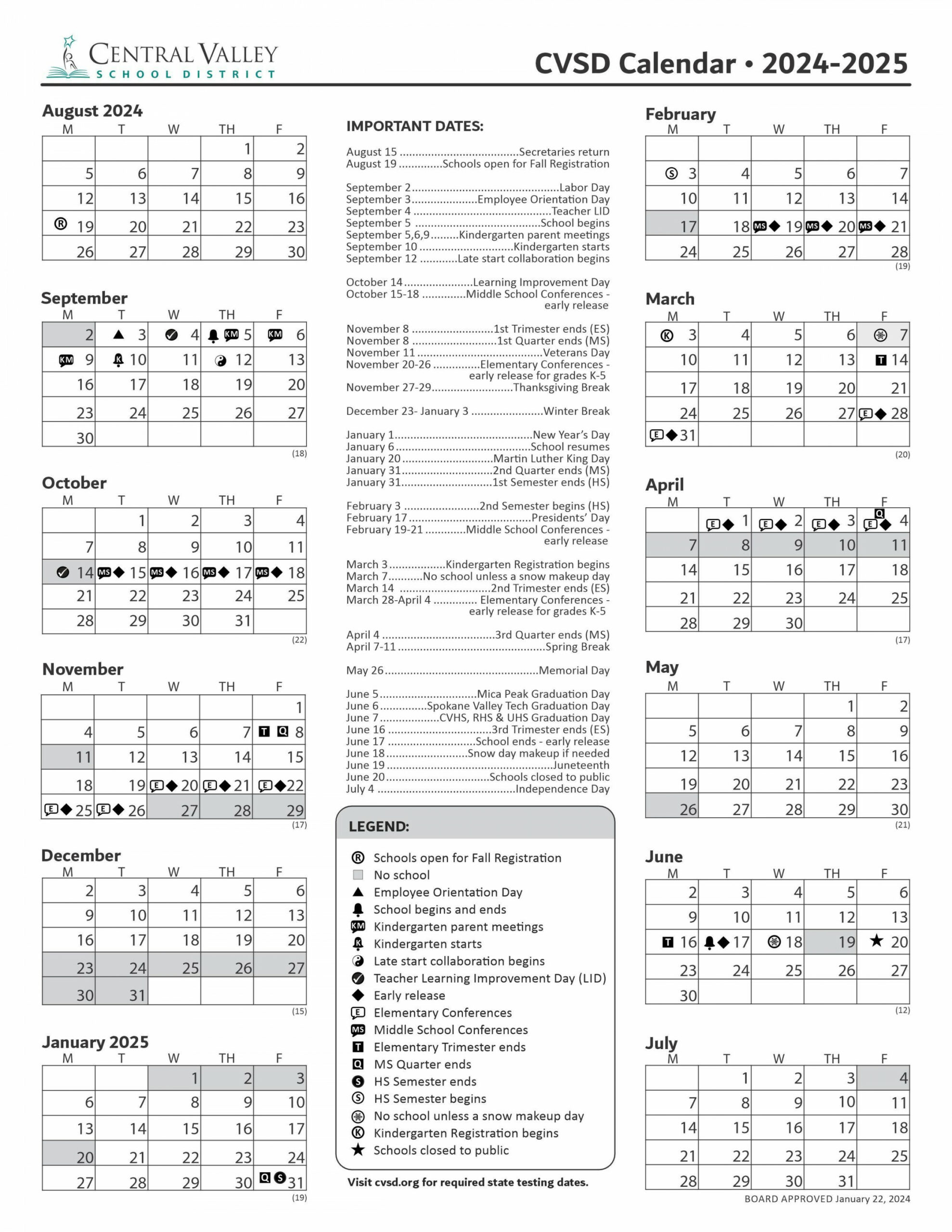 District Printable Calendar - - District Printable