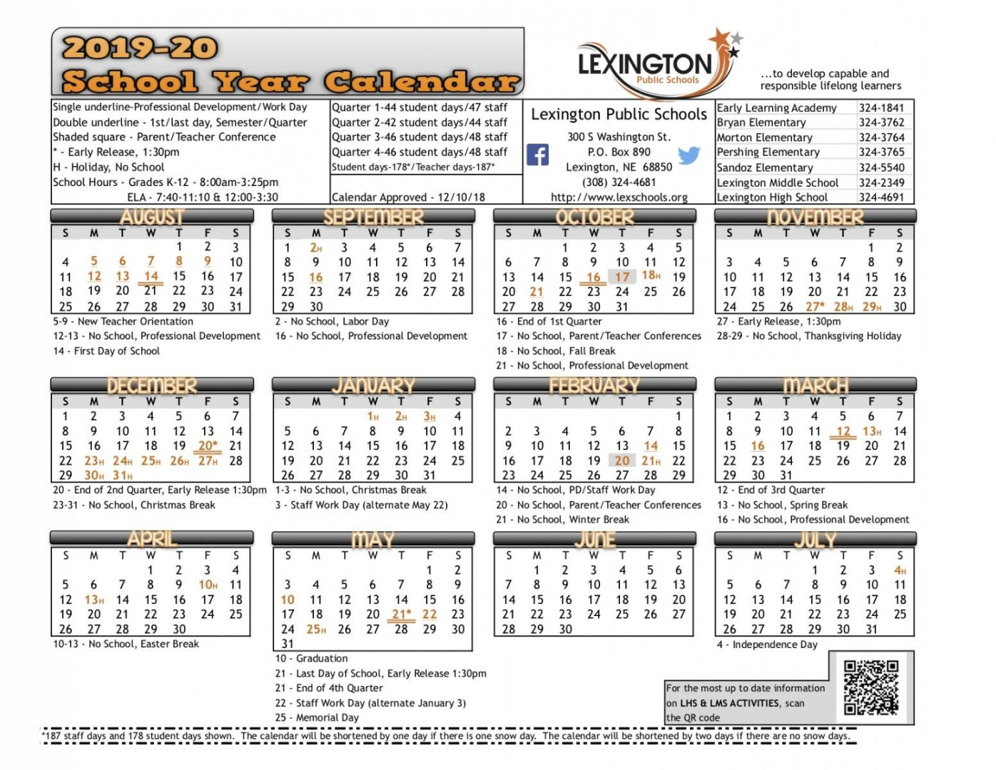 Exceptional Lexington  School Calendar – Printable Blank Calendar