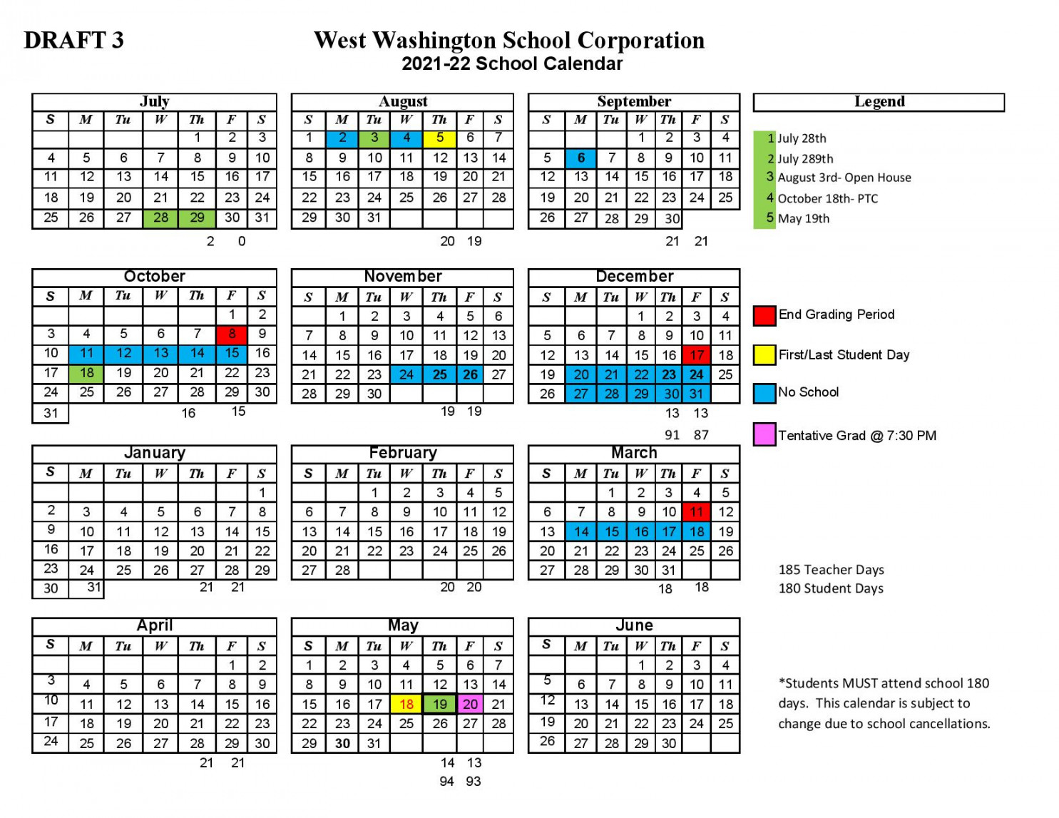 Lake Washington District Calendar