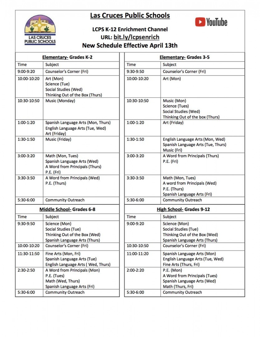 Las Cruces Public Schools on X: "Good afternoon, LCPS families