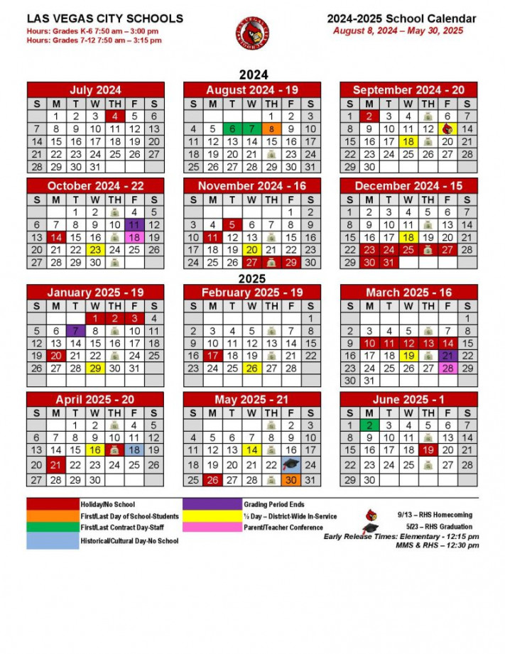 Las Vegas City Schools Calendar -  Academic Holidays