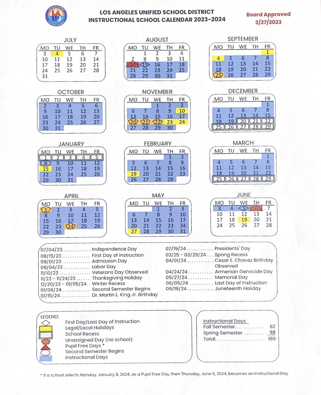 LAUSD new school calendar - – The Federalist