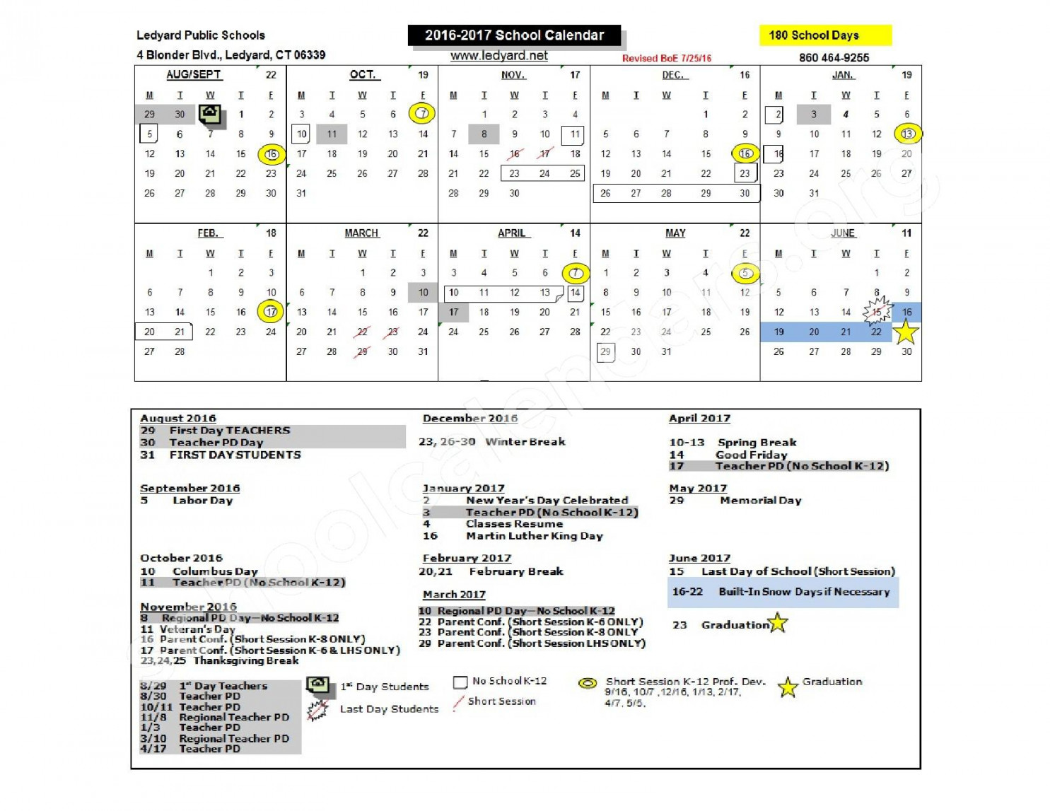 Ledyard Public Schools Calendars – Connecticut