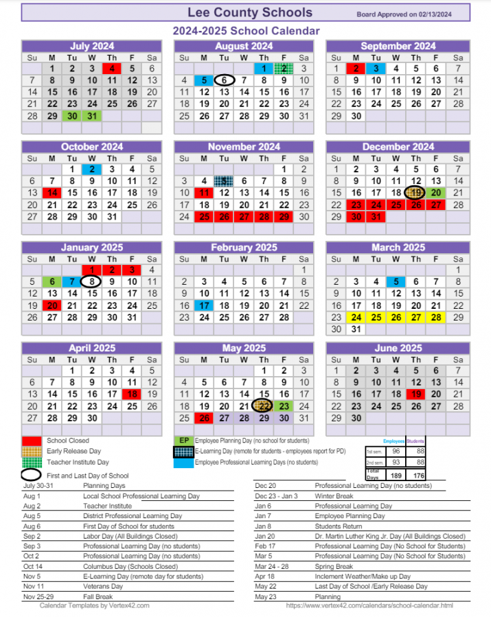 Lee County School District / Calendar