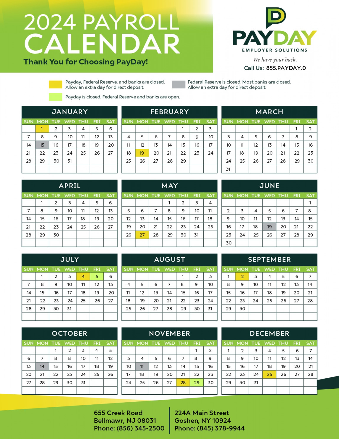 PLEASE VIEW OUR  PAYROLL CALENDAR! - PayDay Employer Solutions