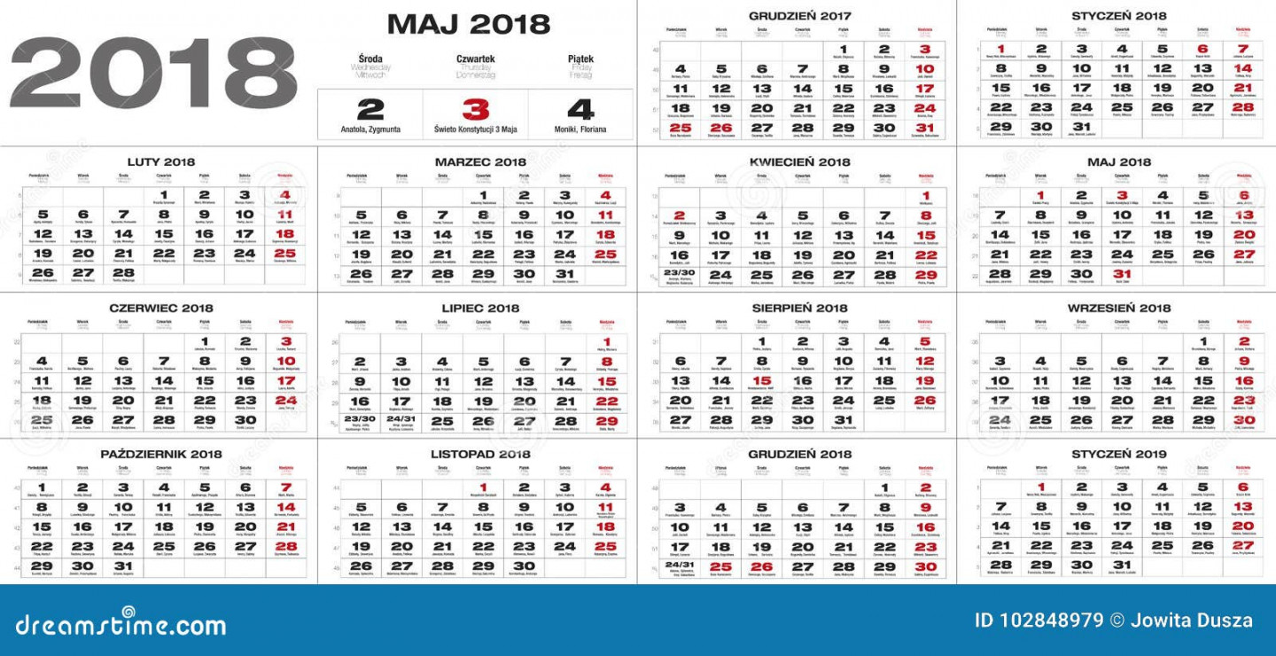 Polish calendar for  stock vector