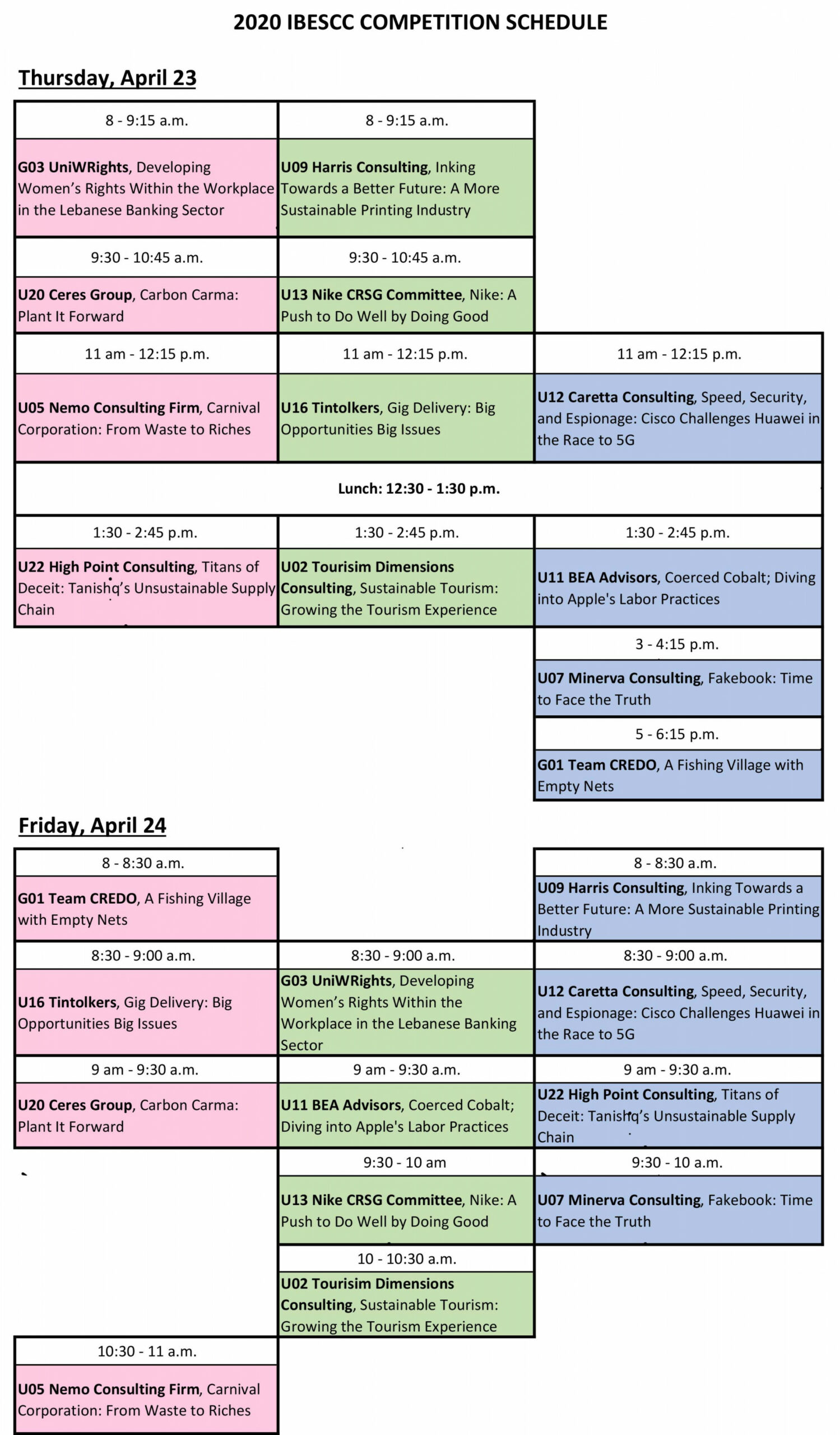 Presentation Schedule - Loyola Marymount University