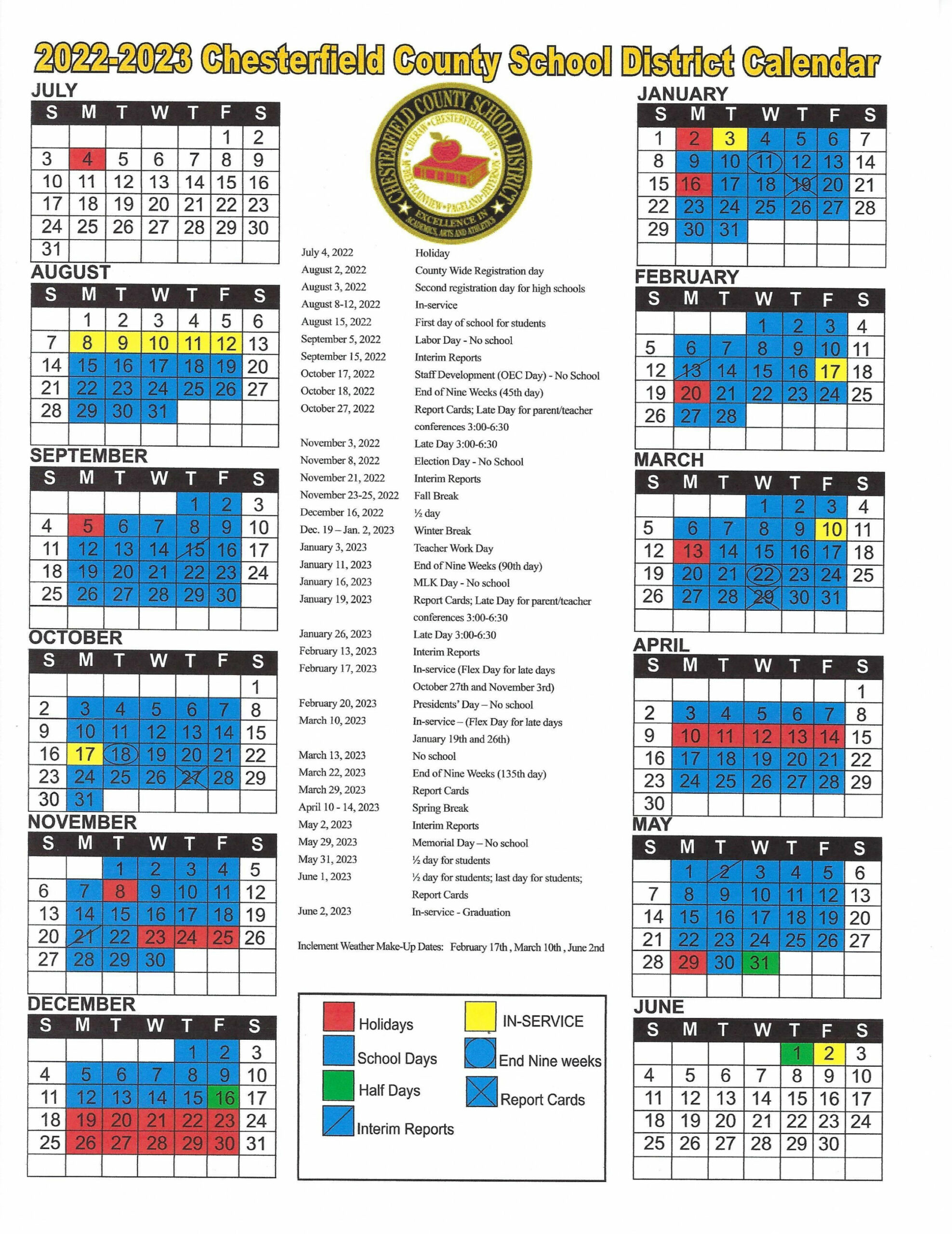 - School Calendar  Long Middle School