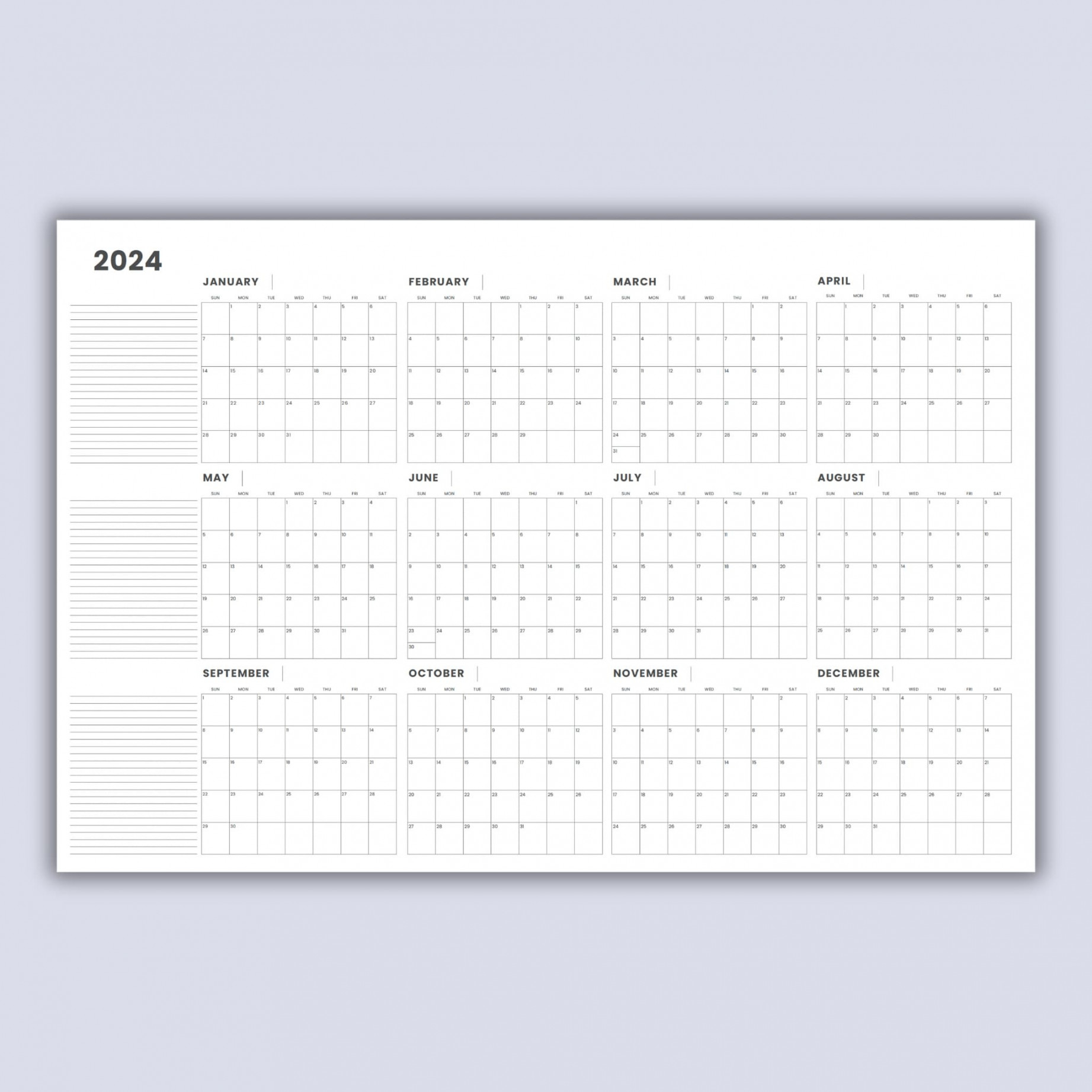 Wall Calendar (Printable PDF) - Sprouted Planner