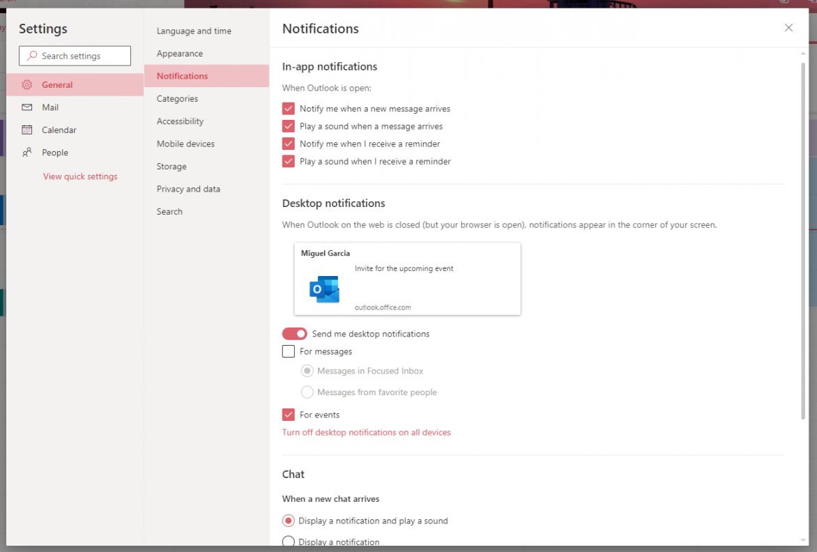 Windows Notification Center for Outlook