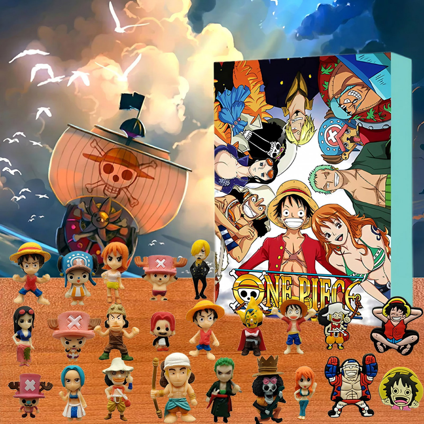 DJKDJL Advent Calendar   pcs ONE PIECE Action Figures Set Include  Luffy Nami Zoro Perfect Gift for a Month-Long Spooky Halloween Surprise