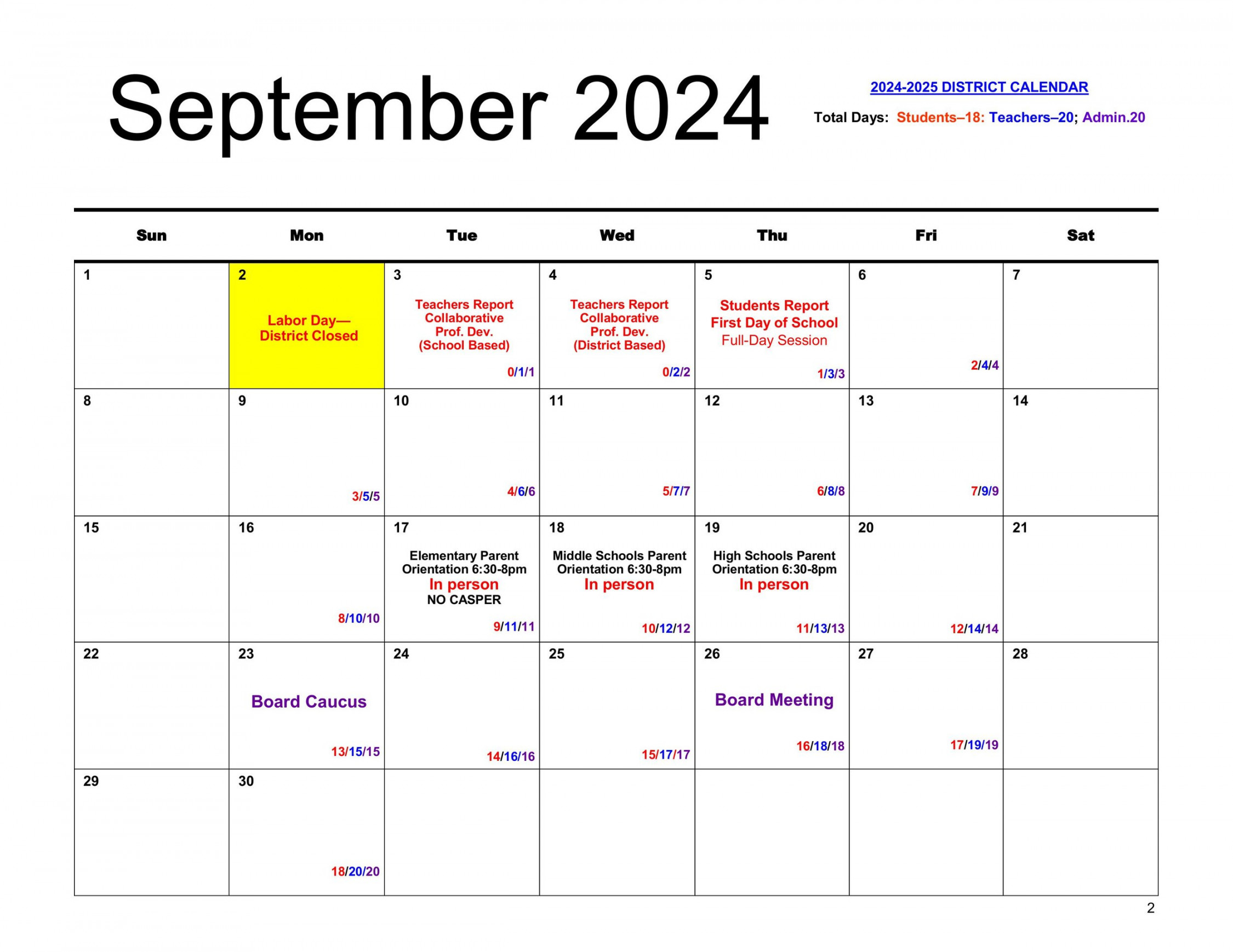 JCPS School Calendar  -  — PS PTA