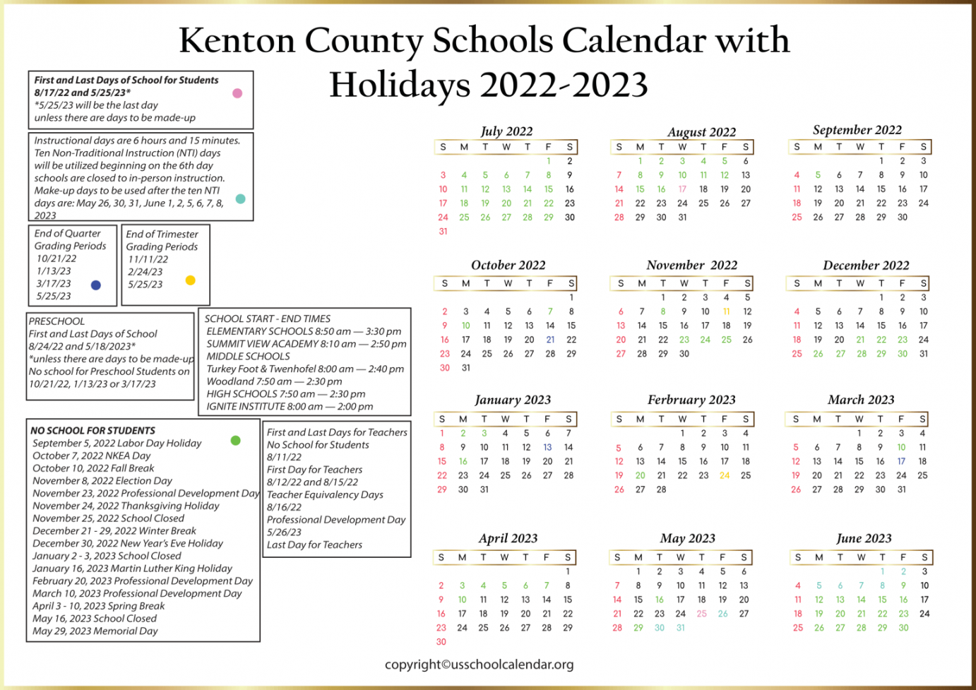 Kenton County Calendar