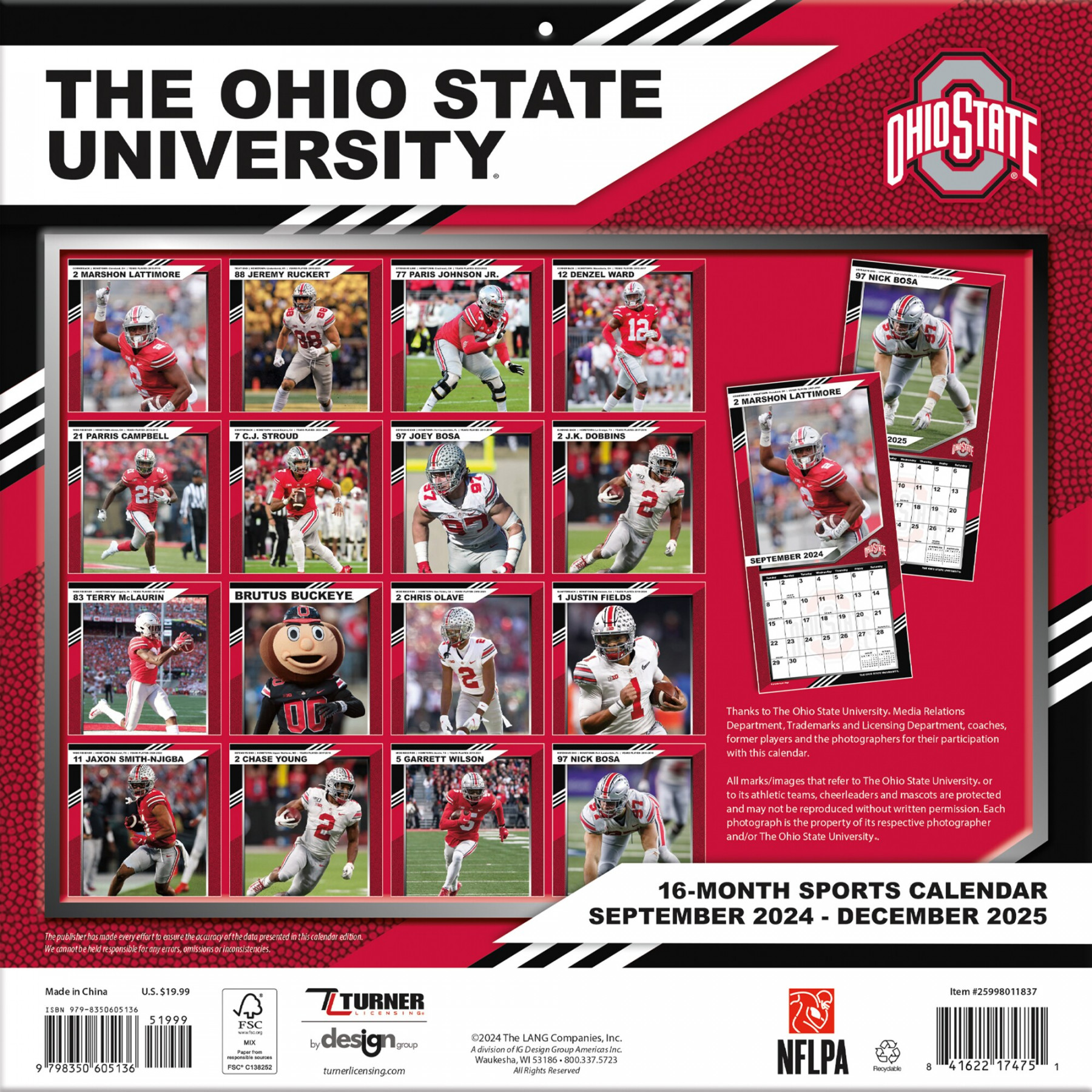 Ohio State Buckeyes - ” x ” Team Wall Calendar