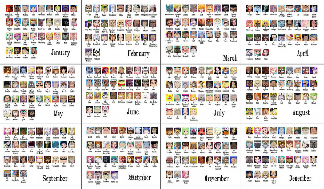 One Piece Birthday Calendar by lonerpx on DeviantArt