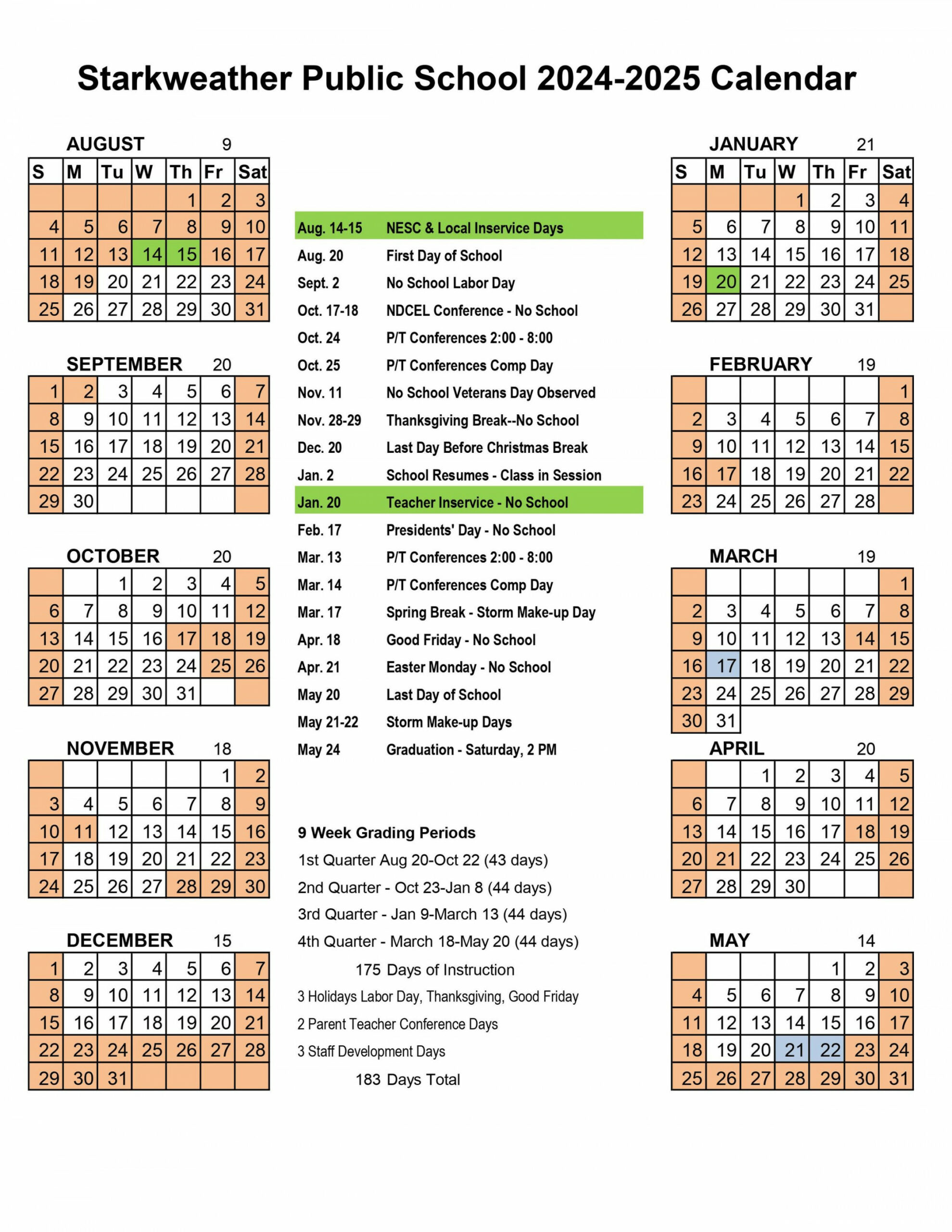 Calendars & Upcoming Events — Starkweather Public School