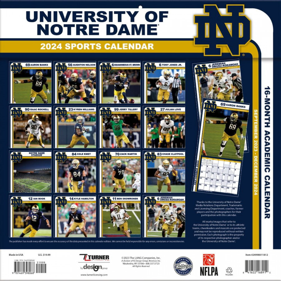 Notre Dame Fighting Irish  x Team Wall Calendar (Calendar)