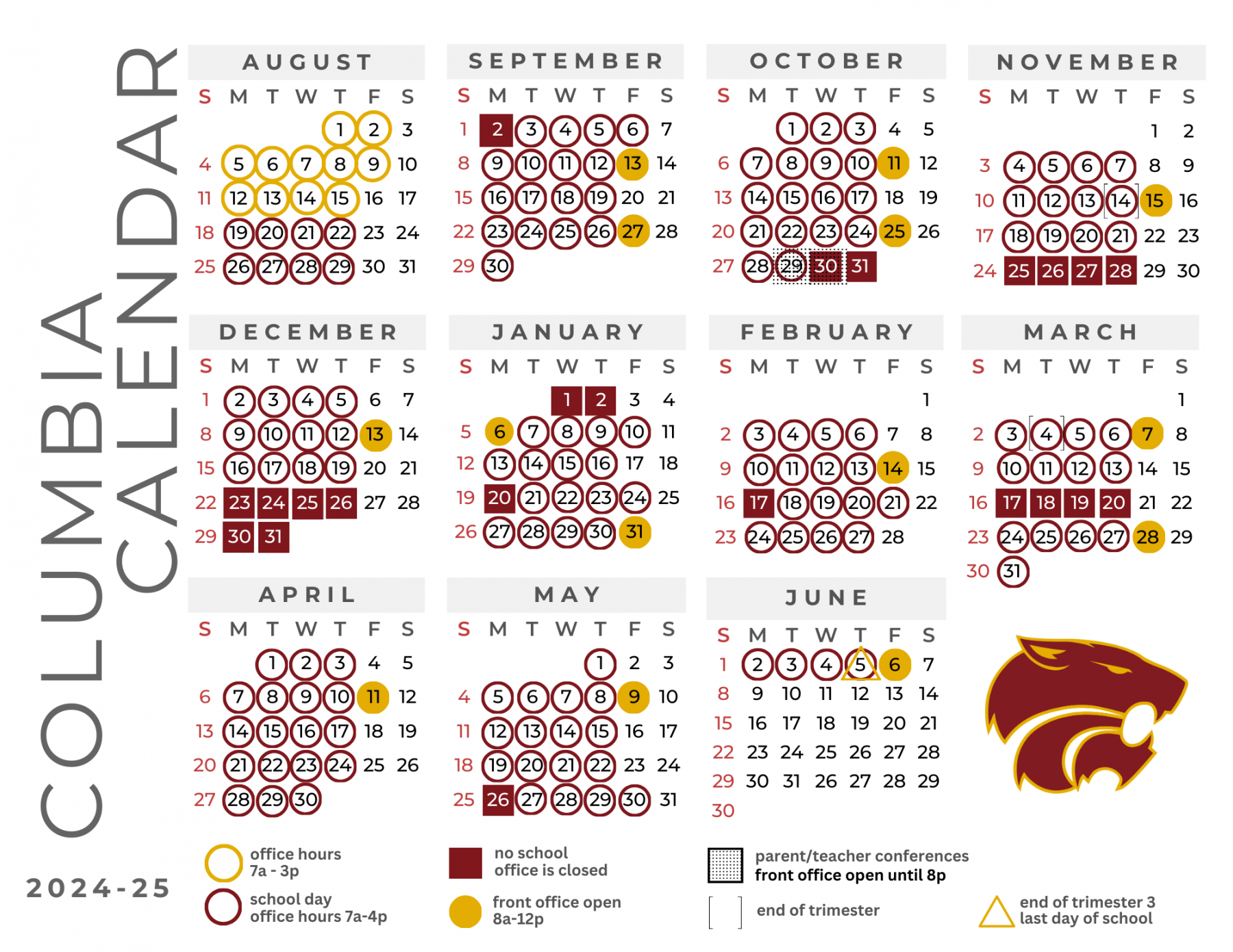 School Year Calendars – - Resources – Columbia High School