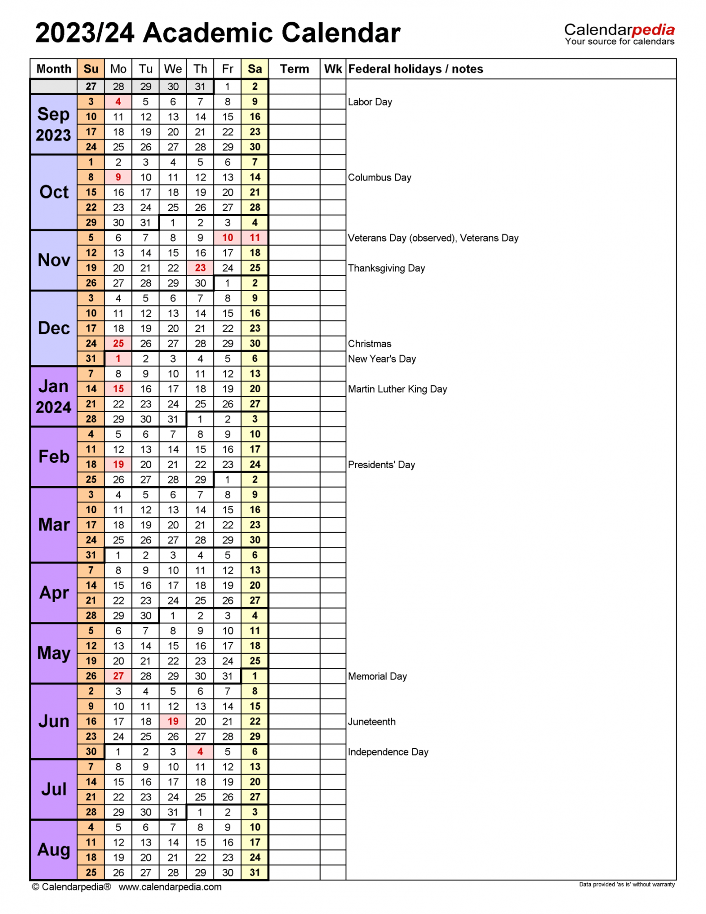 Northeastern University Holiday Calendar  - Floral Printable