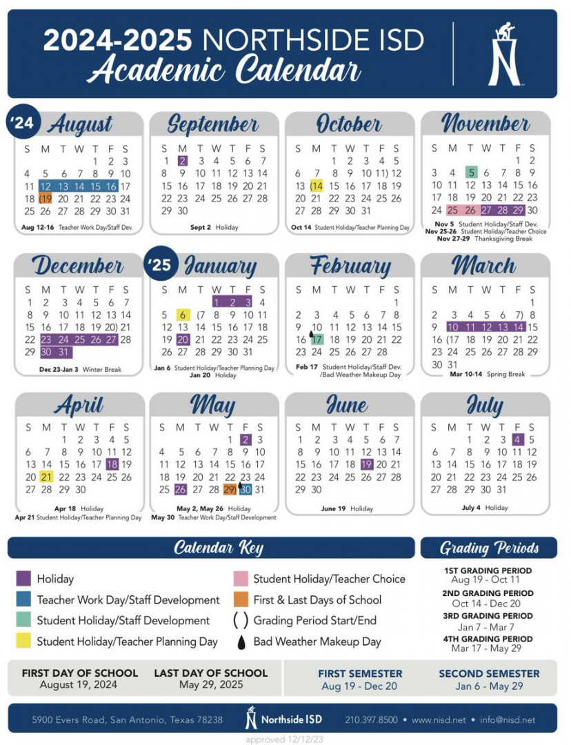 Oak Hills Terrace ES on X: "Here is our - NISD calendar