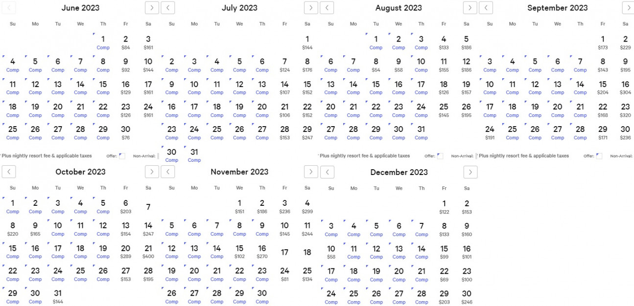 myVEGAS Two Complimentary Room Nights Calendar  (Up to Jul