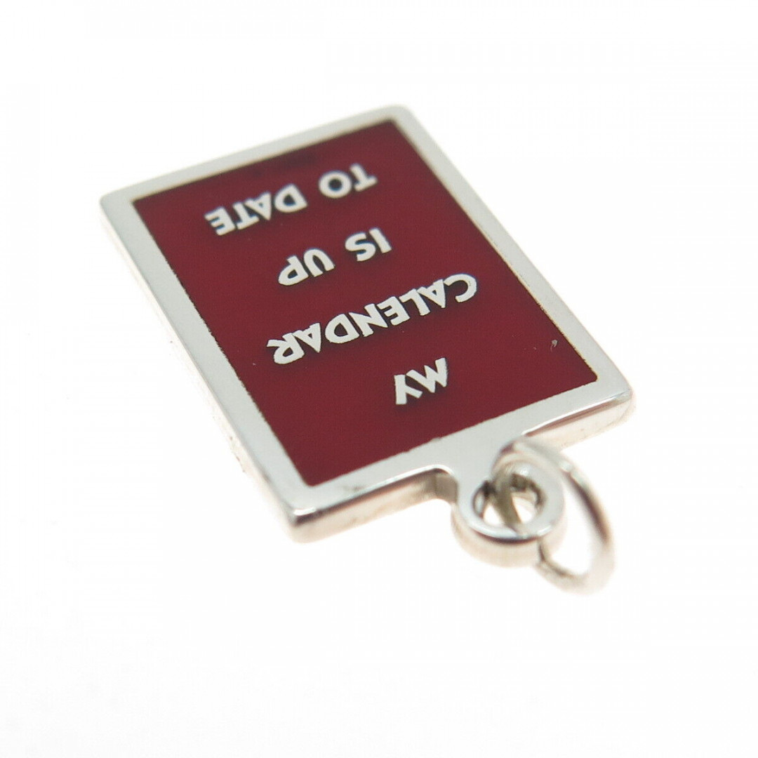 Sterling Silver Enamel "My Calendar Is Up To Date" Minimalist