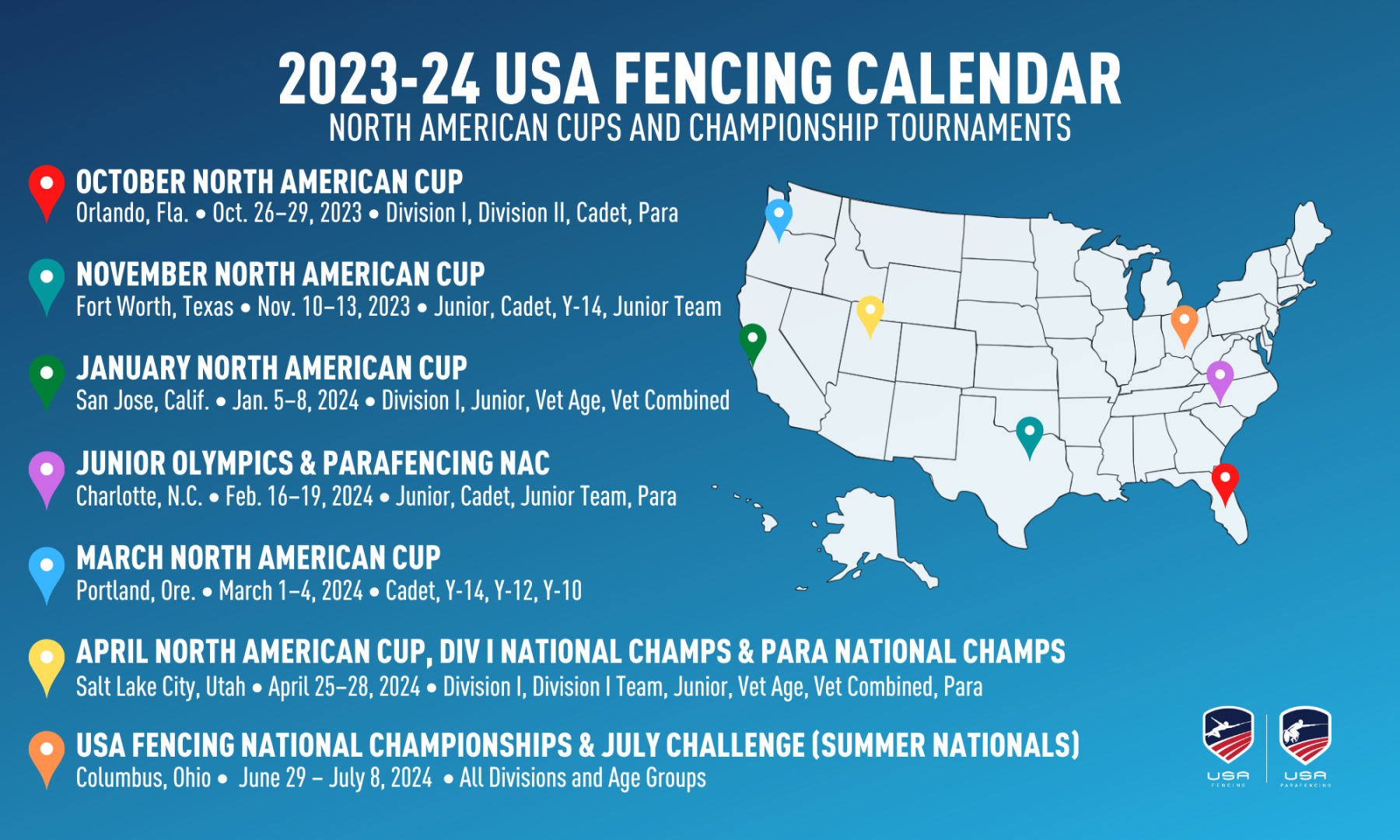 USA Fencing  Event Combinations Announced for - USA Fencing